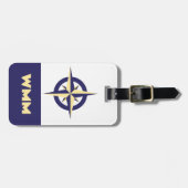 Maßgeschneiderte Compass Rose Blue & Gold Gepäckma Gepäckanhänger (Vorderseite horizontal)