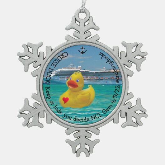 Maßgeschneiderte Cruising Duck für Erwachsene Schneeflocken Zinn-Ornament (Vorderseite)