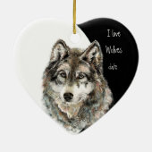 Maßgeschneiderte Daten in Liebe Wölfe, Aquarelltie Keramik Ornament (Hinten)