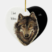 Maßgeschneiderte Daten in Liebe Wölfe, Aquarelltie Keramikornament (Hinten)