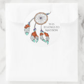 Maßgeschneiderte Dreamcatcher-Aufkleber Runder Aufkleber (Tasche)