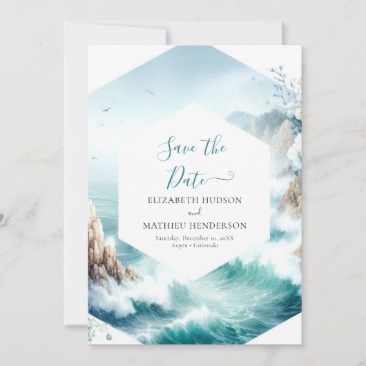 Maßgeschneiderte druckbare Nautikhochzeit Save The Date (Vorderseite)
