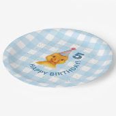 Maßgeschneiderte Duckling 5th Birthday Party Plati Pappteller (Schrägansicht)