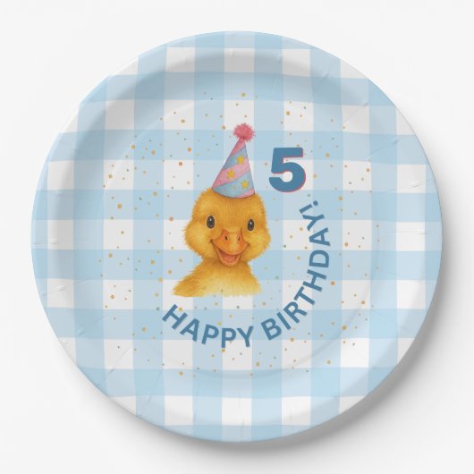 Maßgeschneiderte Duckling 5th Birthday Party Plati Pappteller (Vorderseite)