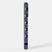 Maßgeschneiderte Dunkelblau-Weiß-Grau-Aztec iPhone Hülle (Rechte Seite)