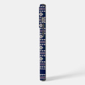 Maßgeschneiderte Dunkelblau-Weiß-Grau-Aztec iPhone Hülle (Linke Seite)