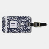 Maßgeschneiderte dunkelblaublütenweiße Blume Gepäckanhänger (Vorderseite horizontal)