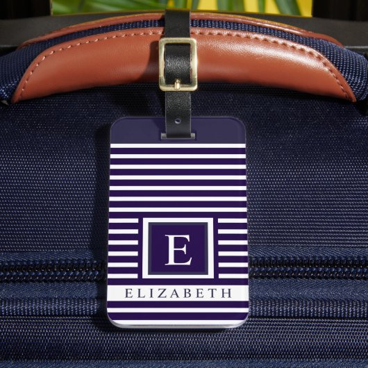 Maßgeschneiderte dunkelblaue Streifen Gepäckanhänger (Vorderseite Insitu 2)