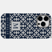 Maßgeschneiderte Dunkelnacht Blaues Licht Grau Geo Case-Mate iPhone Hülle (Rückseite (Horizontal))