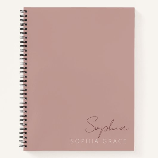 Maßgeschneiderte Dusty-Rose Moderner Monogramm-Nam Notizblock (Vorderseite)