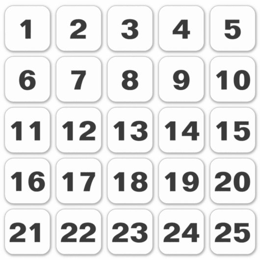 Maßgeschneiderte eckige Zahlenklammer Schwarz auf  Aufkleber (Vorderseite)