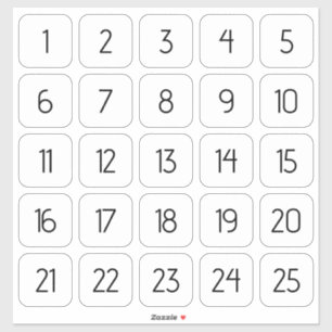 Maßgeschneiderte eckige Zahlenklammer Schwarz auf  Aufkleber