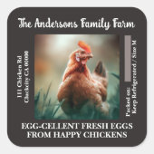 Maßgeschneiderte Eierkarton-Etiketten Hühnerfoto-V Quadratischer Aufkleber (Vorderseite)