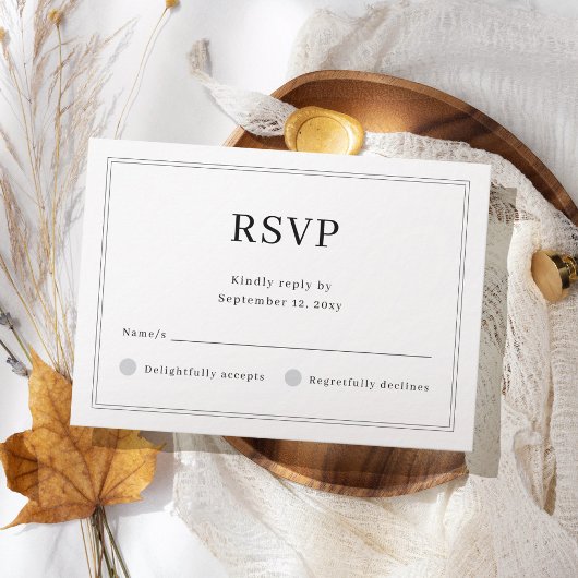 Maßgeschneiderte, einfache, leichte, weiße Hochzei RSVP Karte