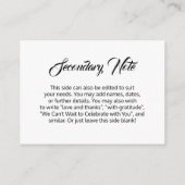 Maßgeschneiderte, einfache, schwarz-weiße Hochzeit Begleitkarte (Rückseite)