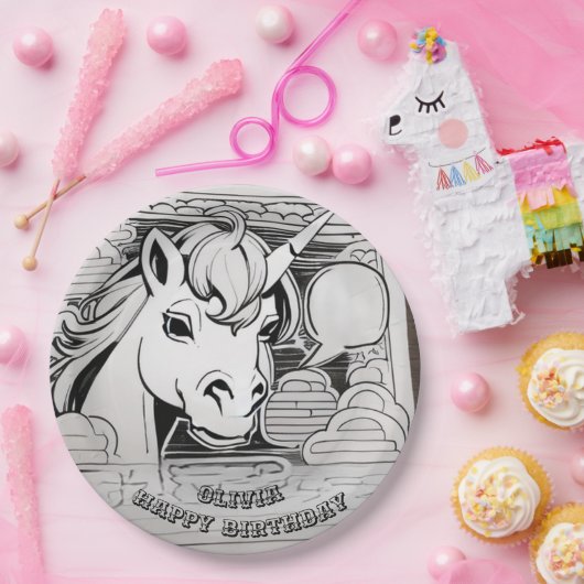 Maßgeschneiderte Einhornfärbung in Party Pappteller (Party)