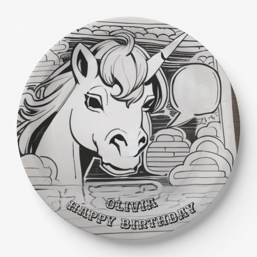 Maßgeschneiderte Einhornfärbung in Party Pappteller (Vorderseite)