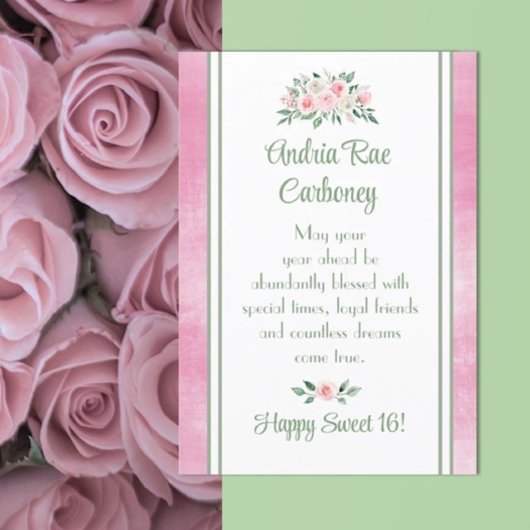 Maßgeschneiderte, einzigartige Sweet 16-Geburtstag Feiertagskarte