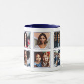Maßgeschneiderte Elegant zehn Foto Collage Navy Bl Tasse (Zentrum)