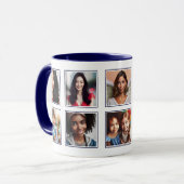 Maßgeschneiderte Elegant zehn Foto Collage Navy Bl Tasse (Vorderseite Links)