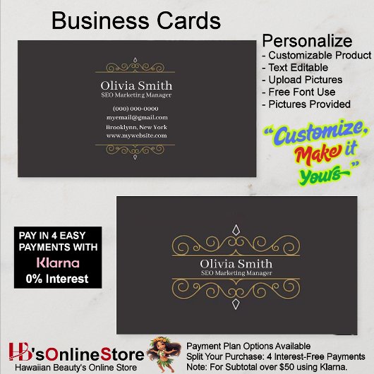 Maßgeschneiderte elegante Black Business Cards 7 Visitenkarte