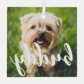 Maßgeschneiderte Elegante Foto Glas Ornament (Rückseite)