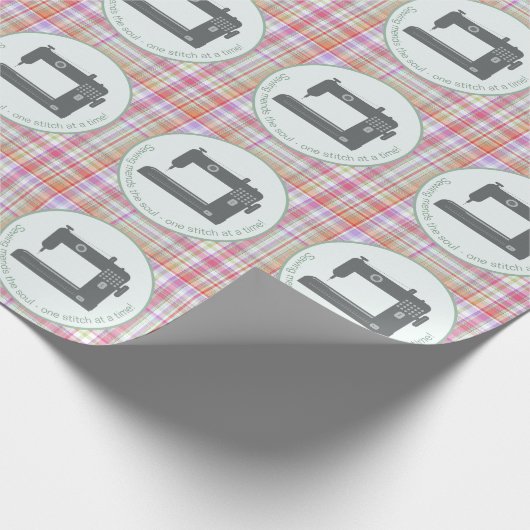 Maßgeschneiderte, elegante, Kariert grüne Rosa Näh Geschenkpapier (Ecke)