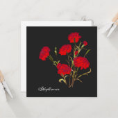 Maßgeschneiderte Elegante Vintage Blütenkarnation Karte (Vorderseite/Rückseite Beispiel)