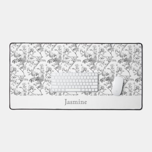 Maßgeschneiderte elegante Vintage graue Rose Schreibtischunterlage (Tastatur & Maus)