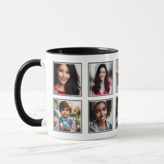 Maßgeschneiderte, elegante Zehn-FotoCollage Schwar Tasse (Links)