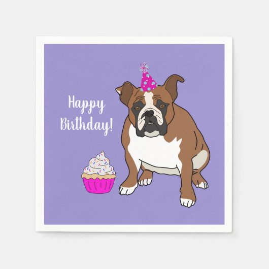 Maßgeschneiderte englische Bulldog zum Geburtstag Serviette (Vorderseite)