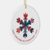 Maßgeschneiderte erste Weihnachten als Pate-Schnee Keramik Ornament (Rechts)