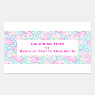 Maßgeschneiderte Etiketten, rosa Rosen, weiße Schm Rechteckiger Aufkleber