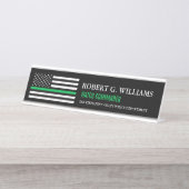 Maßgeschneiderte Fahne der grünen Linie Schreibtischnamensplakette (Vorderseite )
