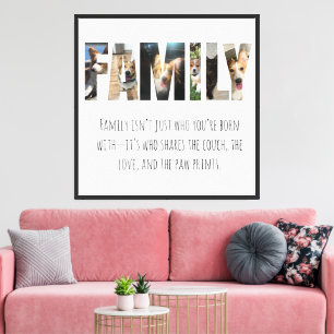 Maßgeschneiderte FAMILY Foto Letters CenterStück L Leinwanddruck