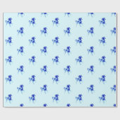 Maßgeschneiderte Farben Wrapping Paper Blue Horse Geschenkpapier (Flach)