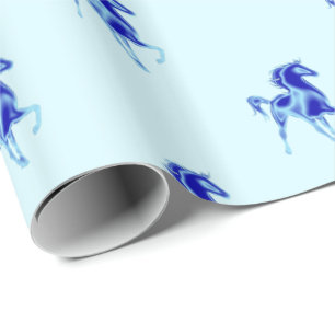 Maßgeschneiderte Farben Wrapping Paper Blue Horse Geschenkpapier