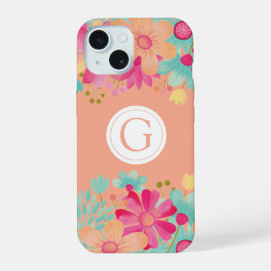 Maßgeschneiderte, farbige Monogramm-Abdeckung iPhone 15 Hülle