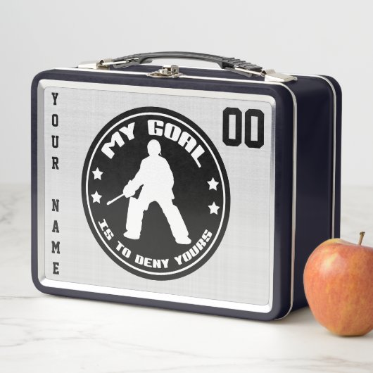 Maßgeschneiderte Feldhockey Goalie Lunch Box, Blac Metall Lunch Box (Beispiel)