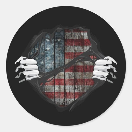 Maßgeschneiderte Flag-Ripping von zwei Händen Runder Aufkleber (Vorderseite)