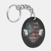 Maßgeschneiderte Flag-Ripping von zwei Händen Schlüsselanhänger (Vorderseite links)