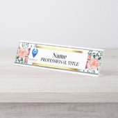 Maßgeschneiderte Floral Name Plakate mit Logo und Schreibtischnamensplakette (Vorderseite )