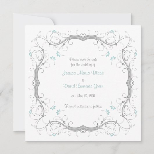 Maßgeschneiderte, florale Save the Date Karte (Vorderseite)