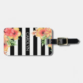 Maßgeschneiderte, florale Wasserfarben Schwarz-wei Gepäckanhänger (Vorderseite horizontal)