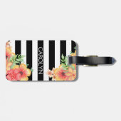Maßgeschneiderte, florale Wasserfarben Schwarz-wei Gepäckanhänger (Rückseite horizontal)