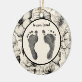 Maßgeschneiderte Foot Prints Soft Floral Tribute D Keramik Ornament (Links)