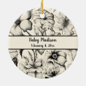 Maßgeschneiderte Foot Prints Soft Floral Tribute D Keramik Ornament (Hinten)