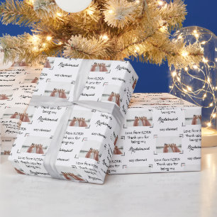 Maßgeschneiderte Foto-Braut & Brautmädchen im blau Geschenkpapier