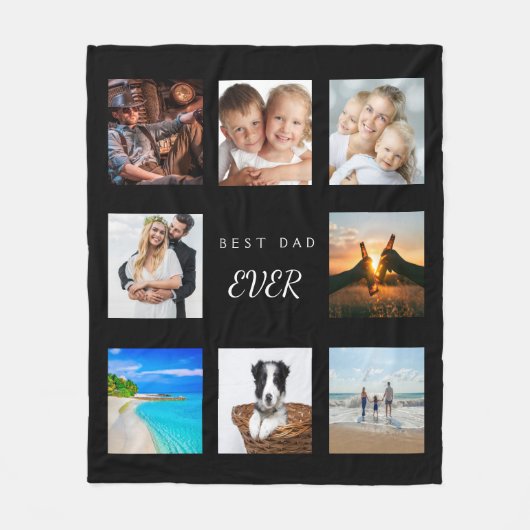 Maßgeschneiderte Foto Collage Bester Papa jemals s Fleecedecke (Vorderseite)