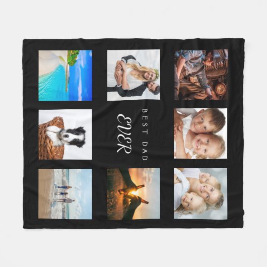 Maßgeschneiderte Foto Collage Bester Papa jemals s Fleecedecke (Vorderseite (Horizontal))